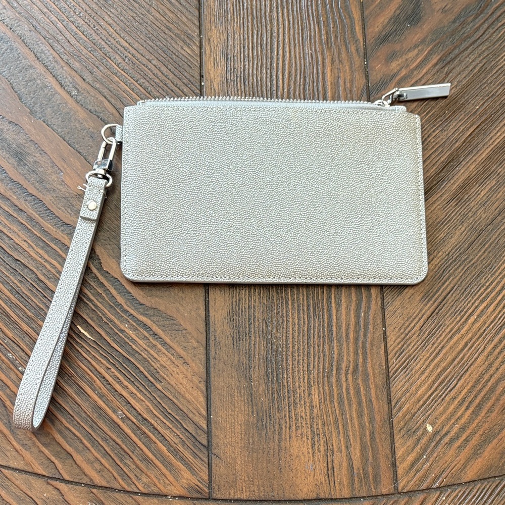 Halogen Silver Wristlet Clutch